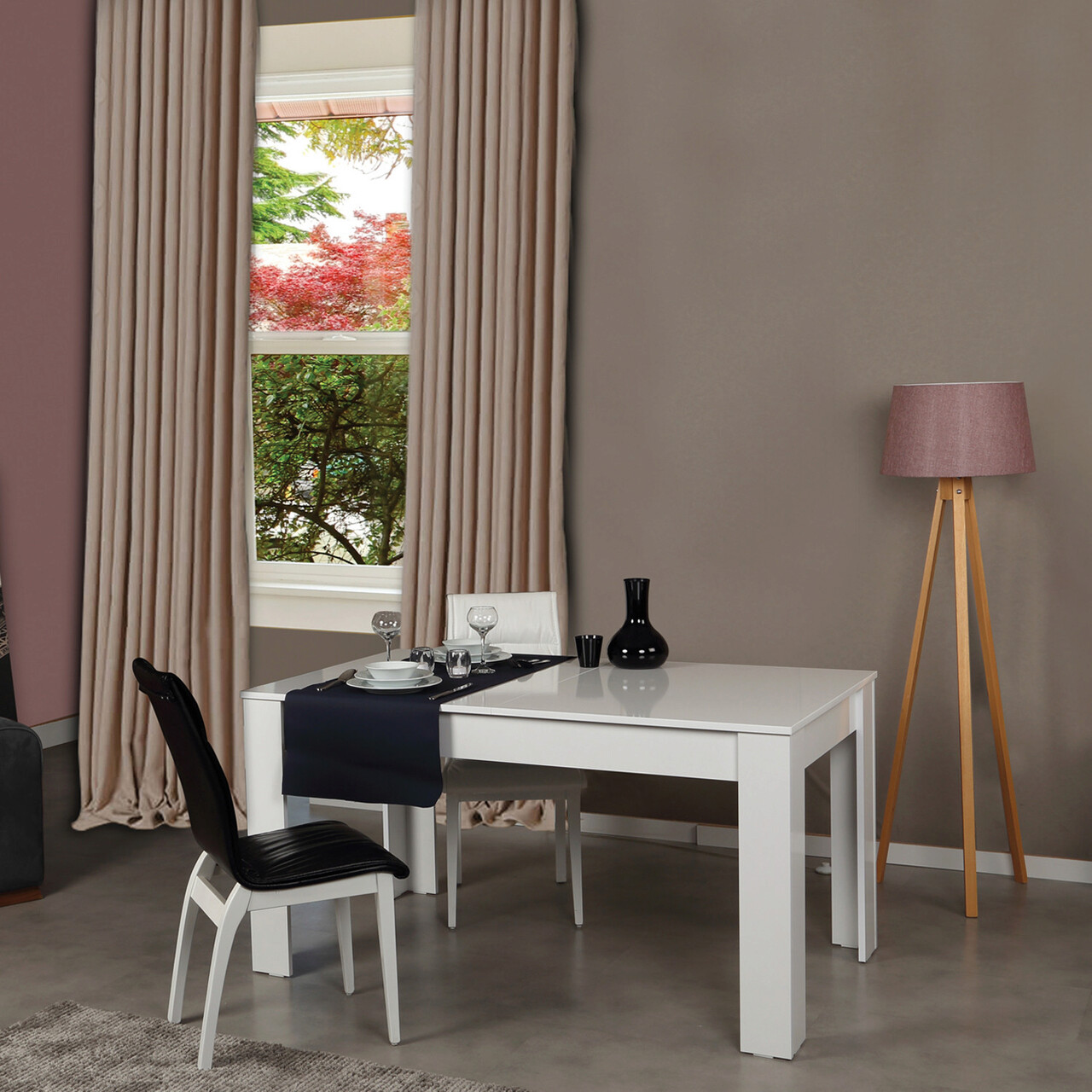 Masa extensibila, Hanah Home, Bois, 78x150x90 cm, Alb - imagine 7